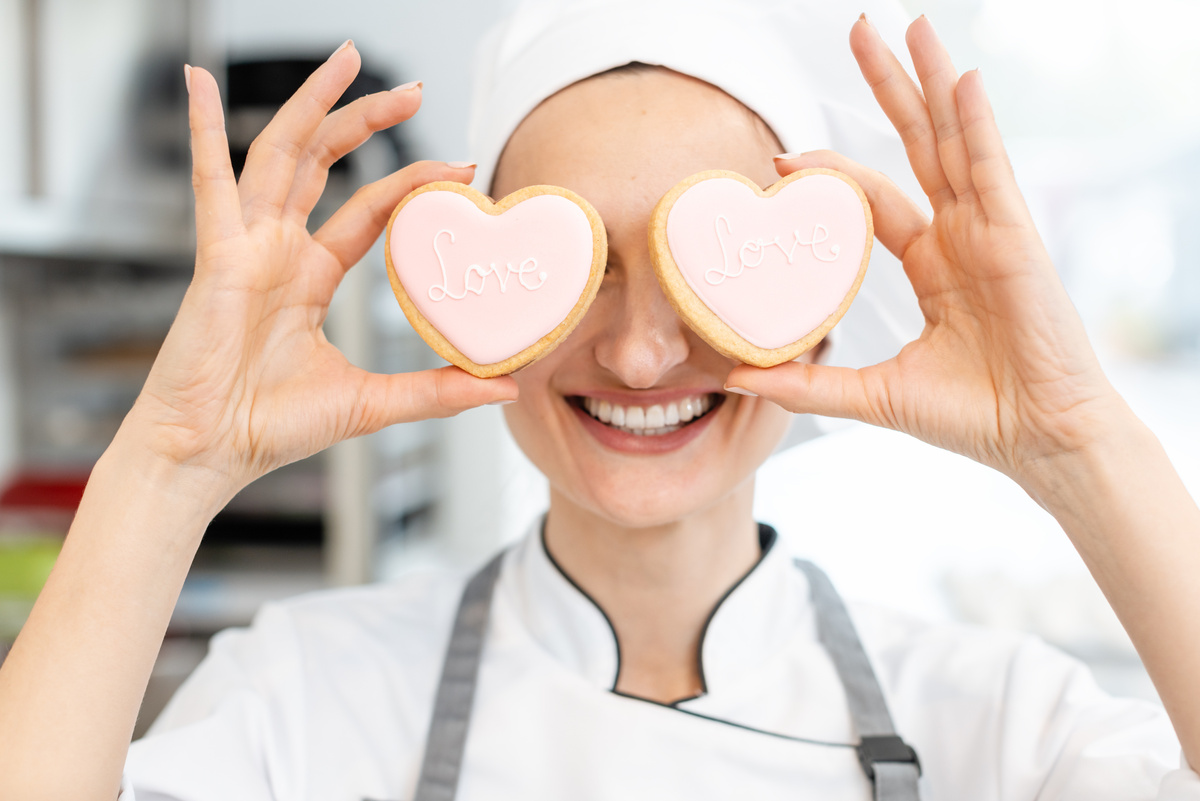 Confectioner with Heart Shaped Cookies